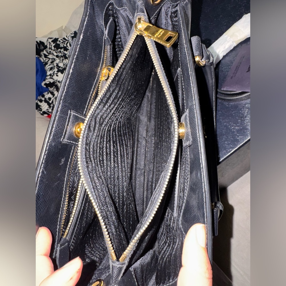 PRADA Black Saffiano Lux Leather Satchel with Gold Hardware - Picture 7 of 16